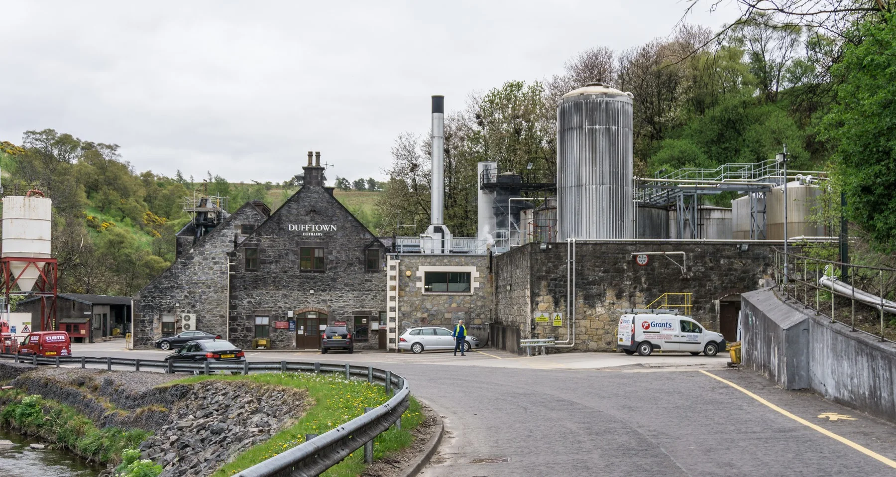 Stone buildings at Dufftown distillery in Scotland